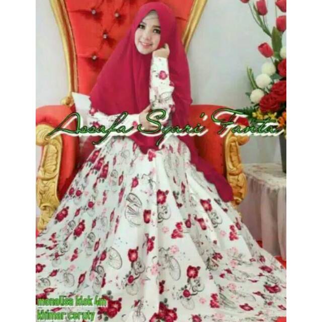 Set Gamis Monalisa/Gamis Monalisa Syari/Gamis Syari/Gamis Monalisa Sepeda
