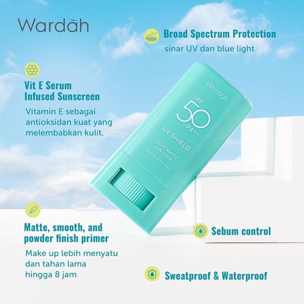 WARDAH UV Shield Sunscreen Light Matte Sun Stick SPF 50 PA++++