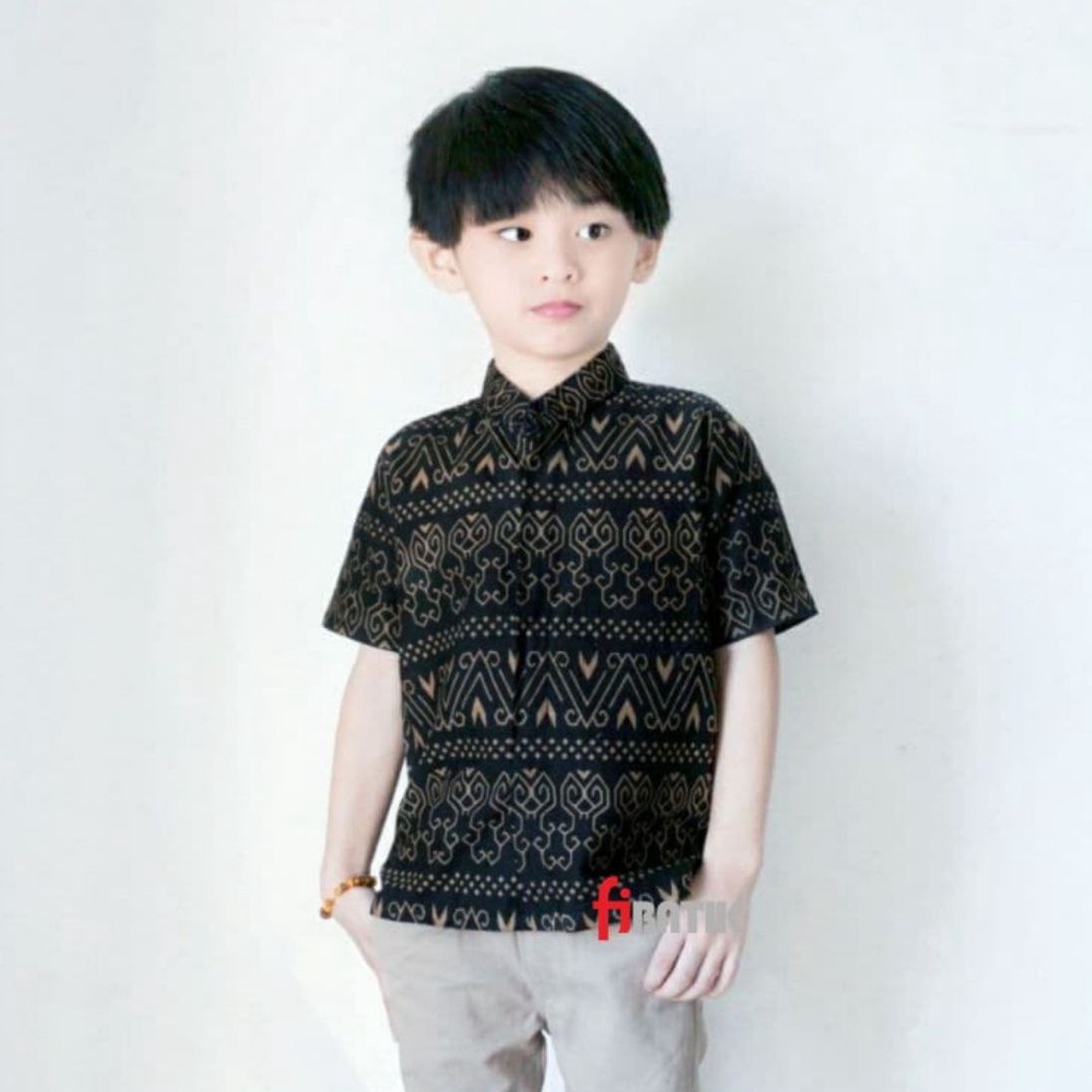 Atasan Baju Hem Kemeja Batik Anak Laki Laki Cowok Lengan Pendek Usia 1-12 Tahun