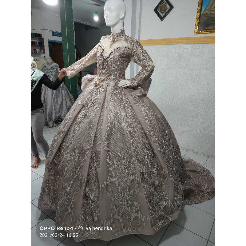 Gaun pengantin mewah elisaab crinolin+Payet