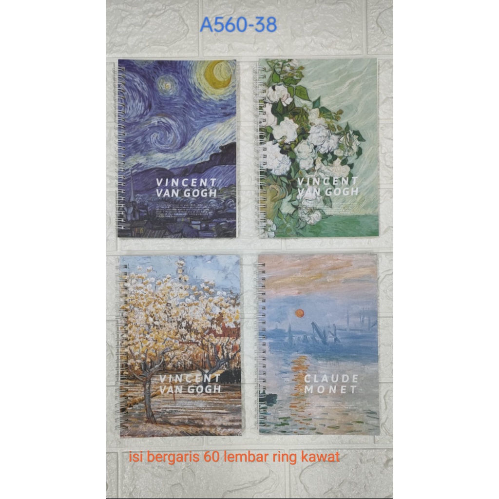 

buku ring kawat 60 lembar vincent van gogh bergaris ukuran a5