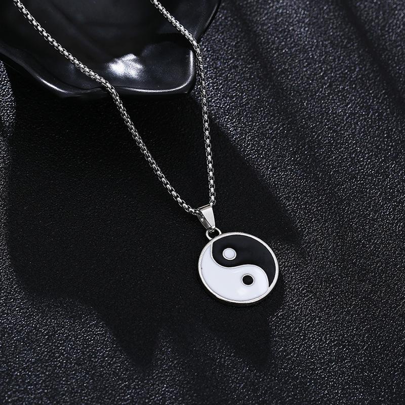 SEALOVE Liontin yin dan yang pria dan wanita yang dapat diputar tai chi titanium kalung perhiasan fashion beruntung