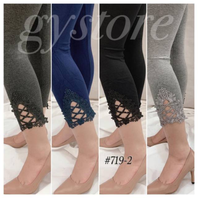 Celana Legging Wanita 7per8 Renda Import 719-2