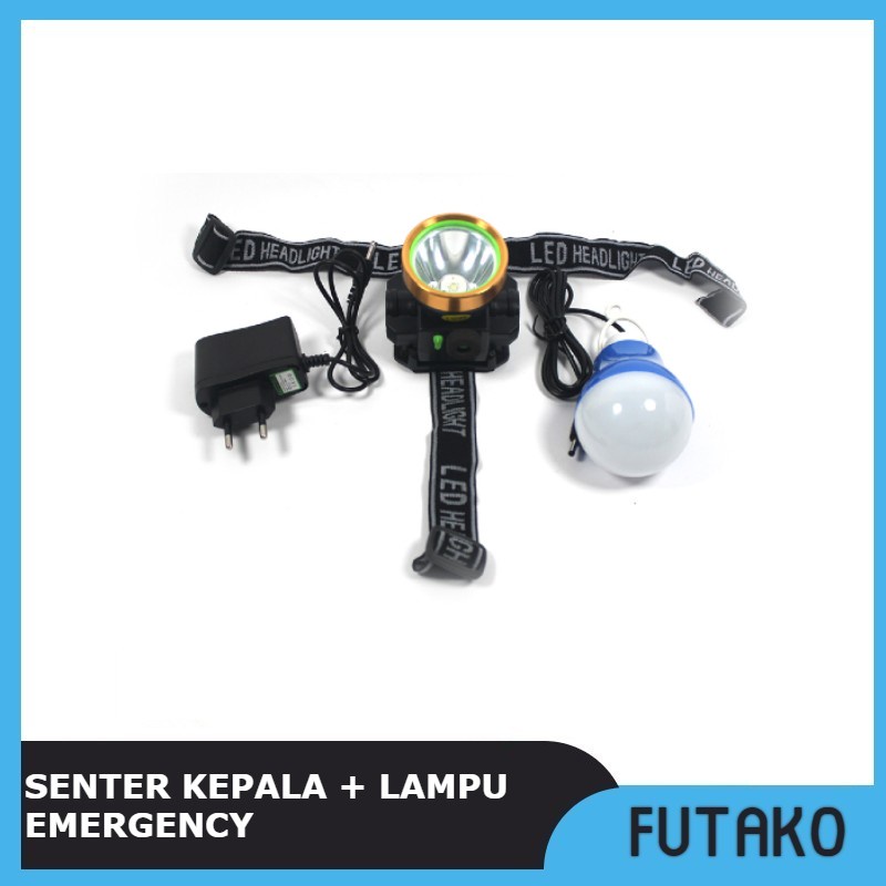 FUTAKO Senter Kepala LED Bonus Bohlam Lampu Emergency G48 Putih