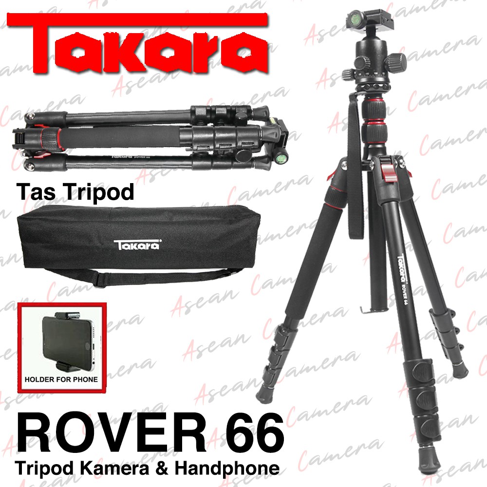 Tripod Takara Rover 66 Travel Monopod Kamera DSLR Mirrorless Handycam - phone holder