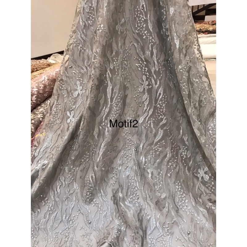 kain tulle akar bordir mutiara/bordiran full NEW MOTIF