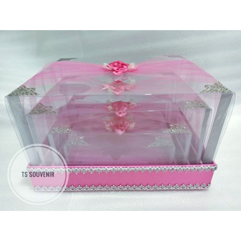 

Kotak hantaran / kotak seserahan full mika model tile warna pink prodak dari fdri-store