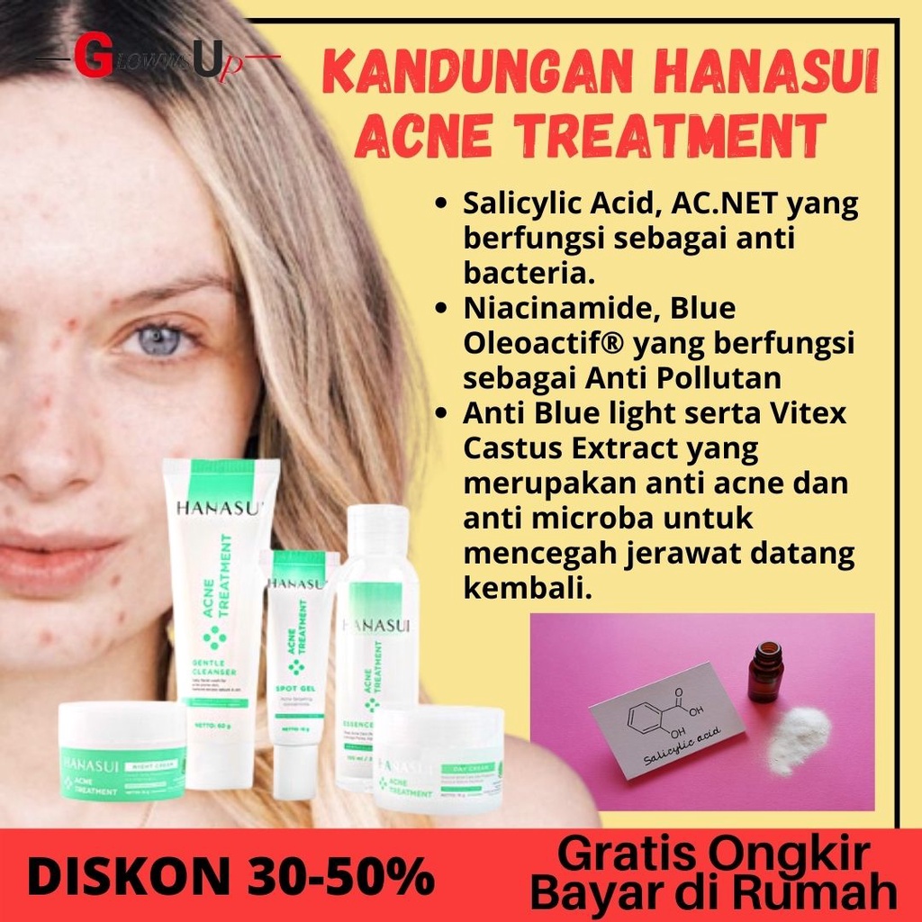 PENGHILANG JERAWAT HANASUI ACNE TREATMENT PAKET 5IN1 ORIGINAL BPOM CREAM ACNE HANASUI CREAM BEKAS JERAWAT KRIM JERAWAT SKINCARE ACNE PERAWATAN JERAWAT