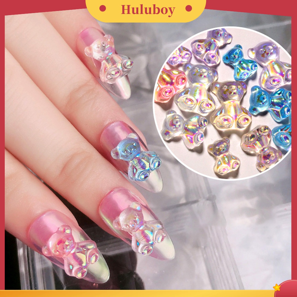 Huluboy Huluboy♡ 12pcs Ornamen Beruang 3D Lucu Untuk Dekorasi Kutek Gel UV Manicure DIY