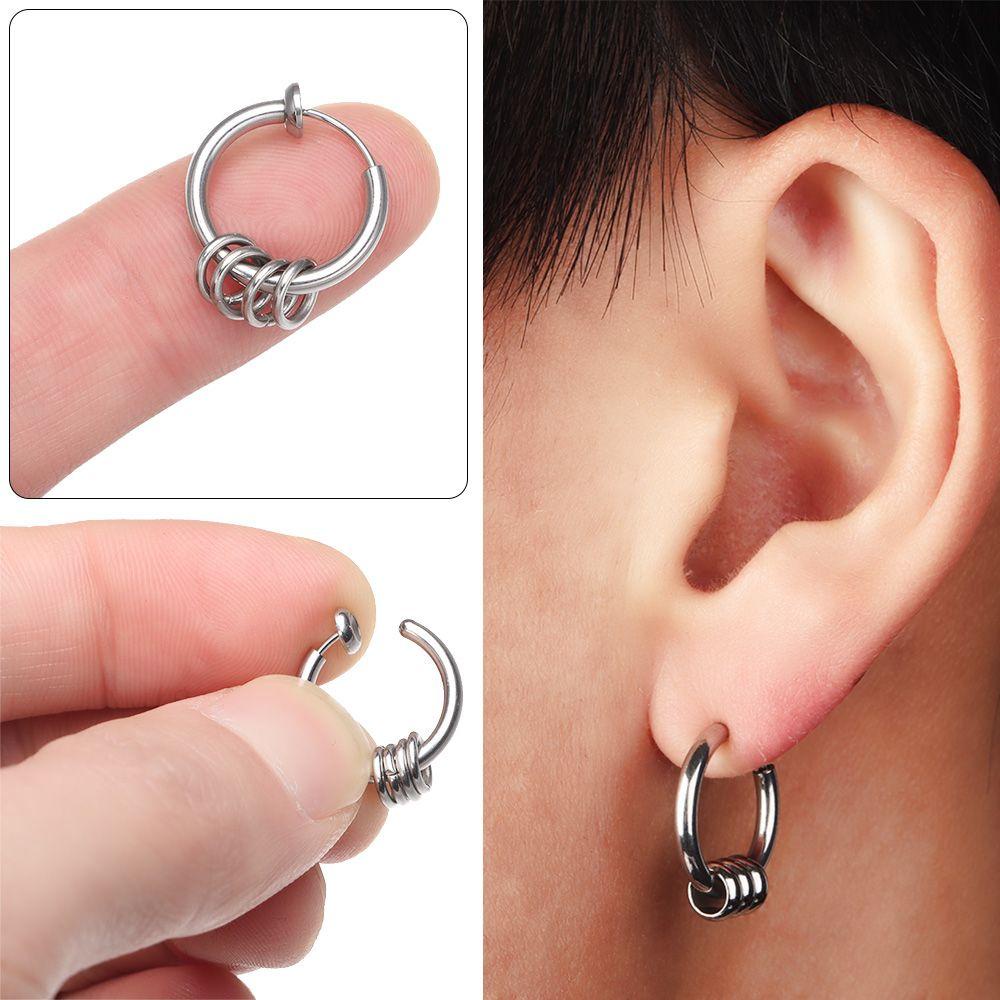 Lily Anting Punk Wanita Pria Tanpa Sakit Anting Klip Anting Stainless Steel Untuk Remaja Hoops Palsu