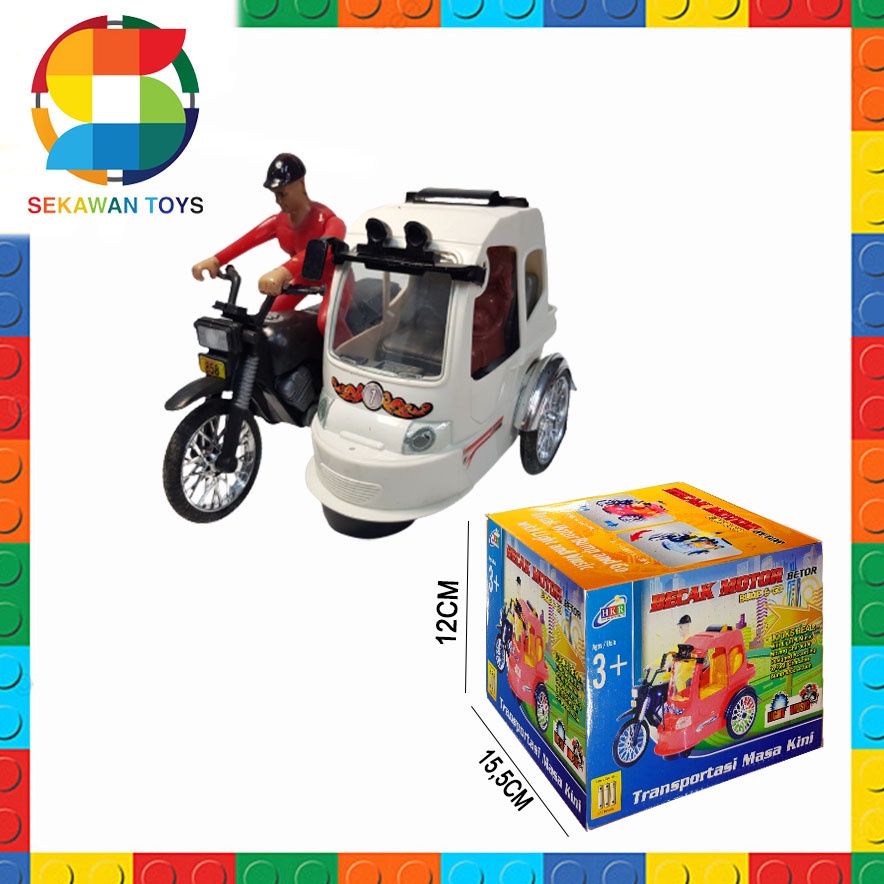 Sekawantoys Mainan Anak Becak Motor Indonesia Lampu dan Musik TERMURAH!!! 858B