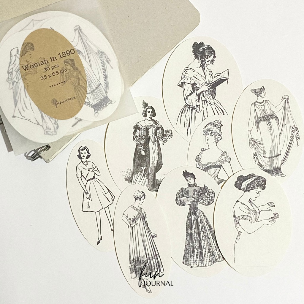 

WOMAN IN 1890 STICKER STIKER PACKAGE UNTUK JOURNAL JURNAL PLANNING PLANNER SCAPBOOK DIY BUJO