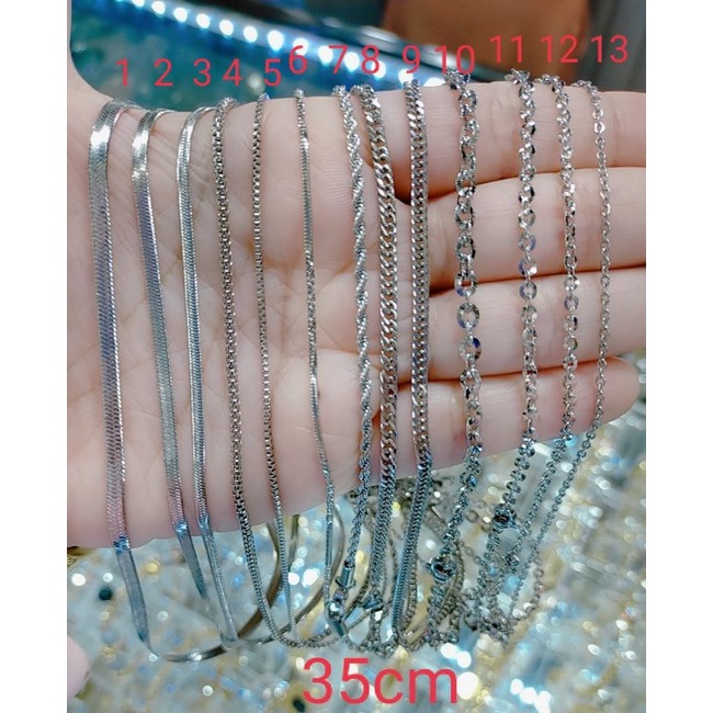 Rantai kalung titanium silver uk anak 35cm