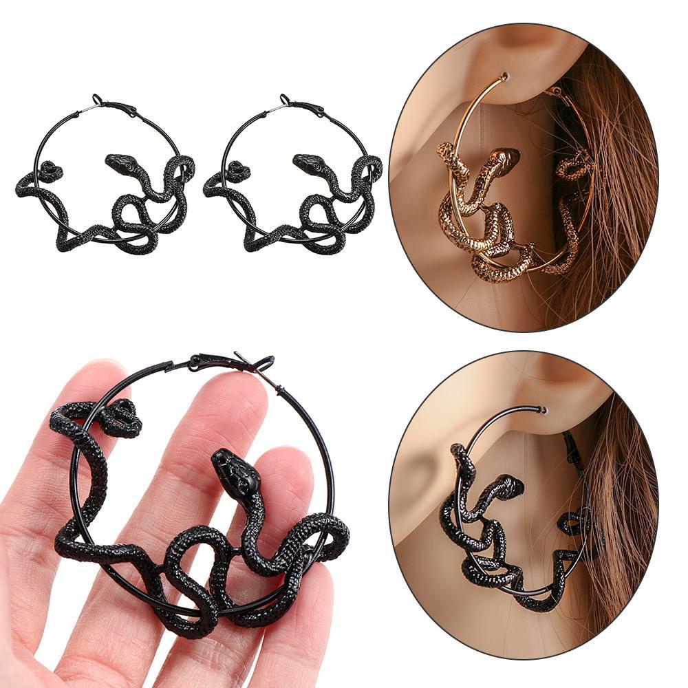 R-flower Menjuntai Hoop Earrings Hot Aksesoris Fashion Gothic Perhiasan Ular