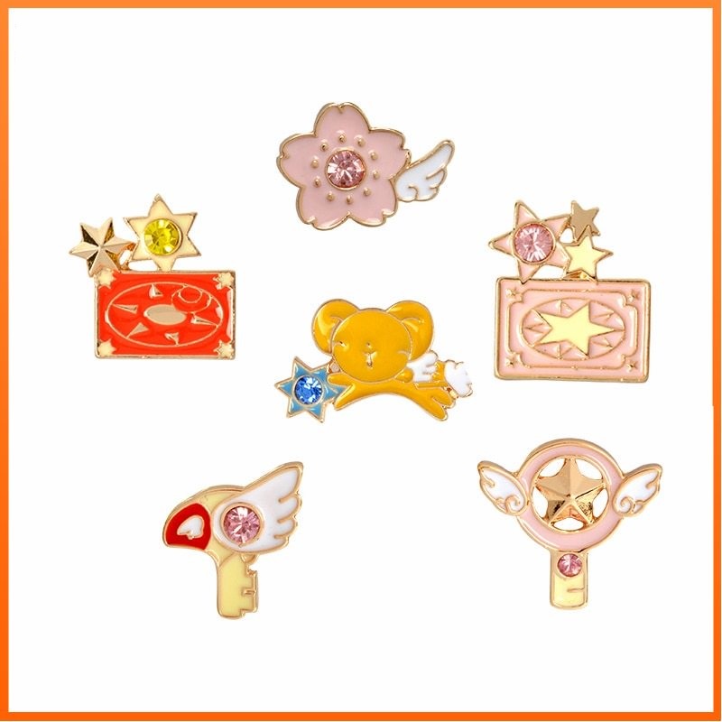 Card Captor Sakura Clow Card Wings Bintang Tongkat Burung KERO Bros Denim Pin Lencana Animasi Jepang Perhiasan