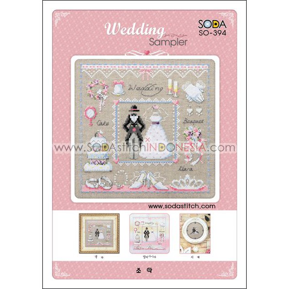 Paket DIY Craft Sulam Kristik Strimin Cross Stitch Sodastitch SO-394 - Wedding Sampler Pernikahan