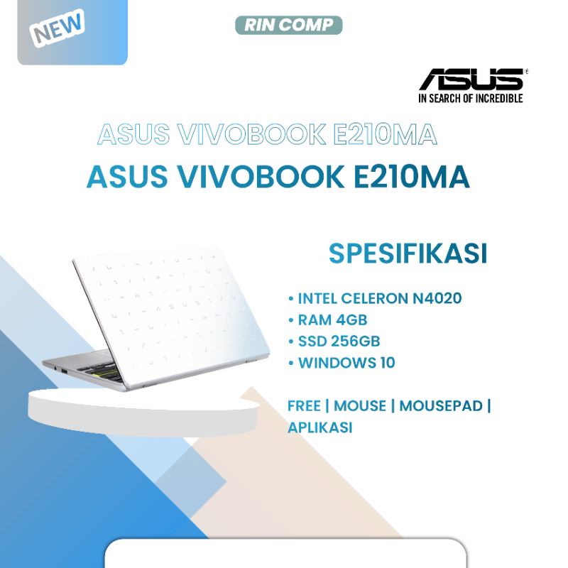 Asus VivoBook E210MAO-HD451 Intel N4020 4GB DDR4 512GB SSD 11.6 Inch Windows 10 
