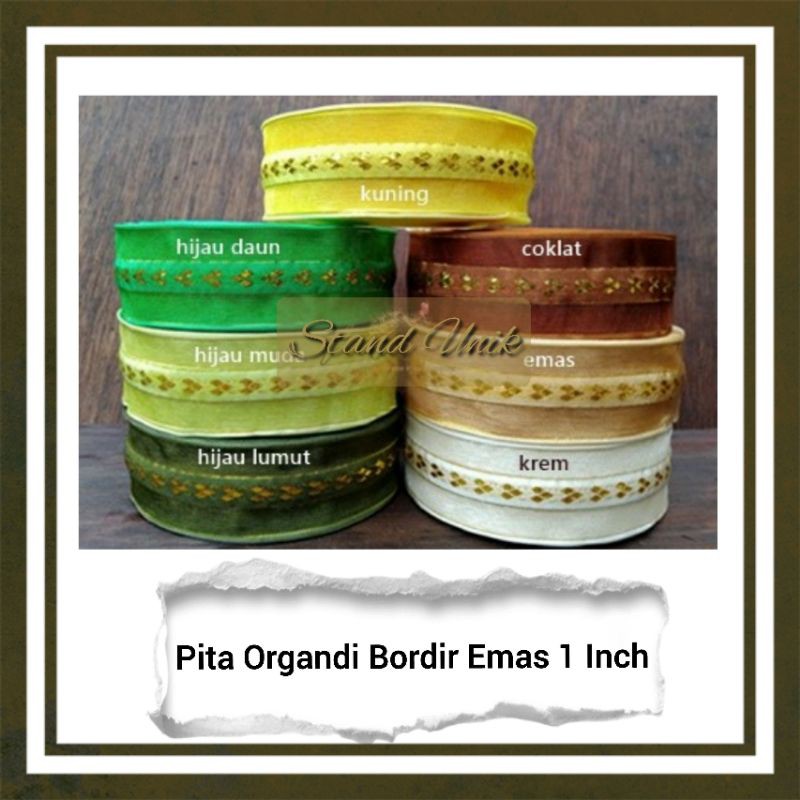 

Pita Organdi Bordir Emas 1 Inch 1" 2.5cm