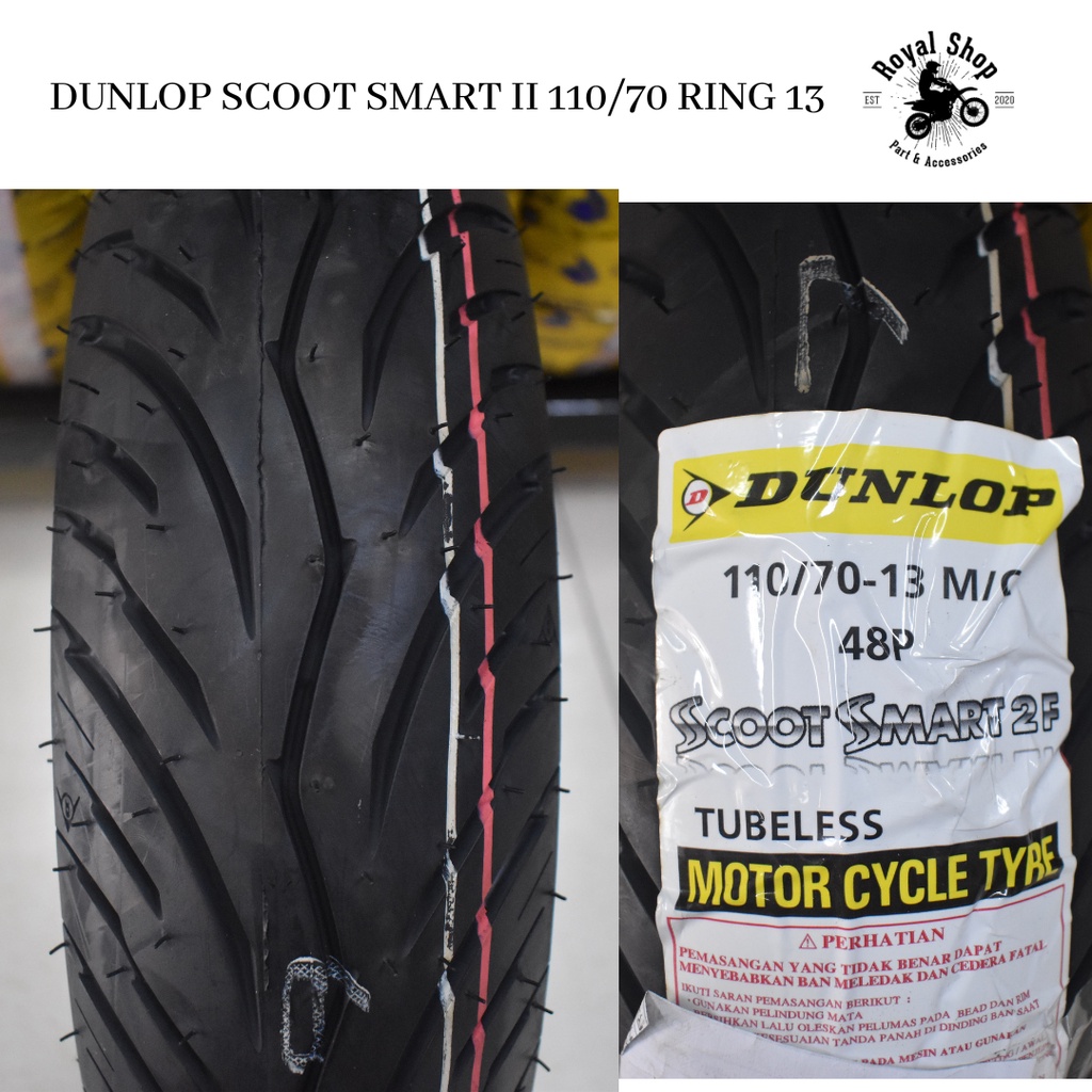 BAN DUNLOP 110 70 13 SCOOT SMART 2 TUBELES BAN NMAX DEPAN VELG RING 13