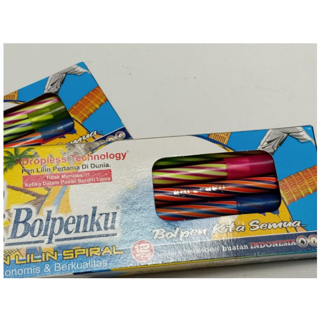 1 BOX PULPEN / BOLPEN / PEN LILIN SPIRAL EKONOMIS BERKUALITAS PERTAMA DI DUNIA