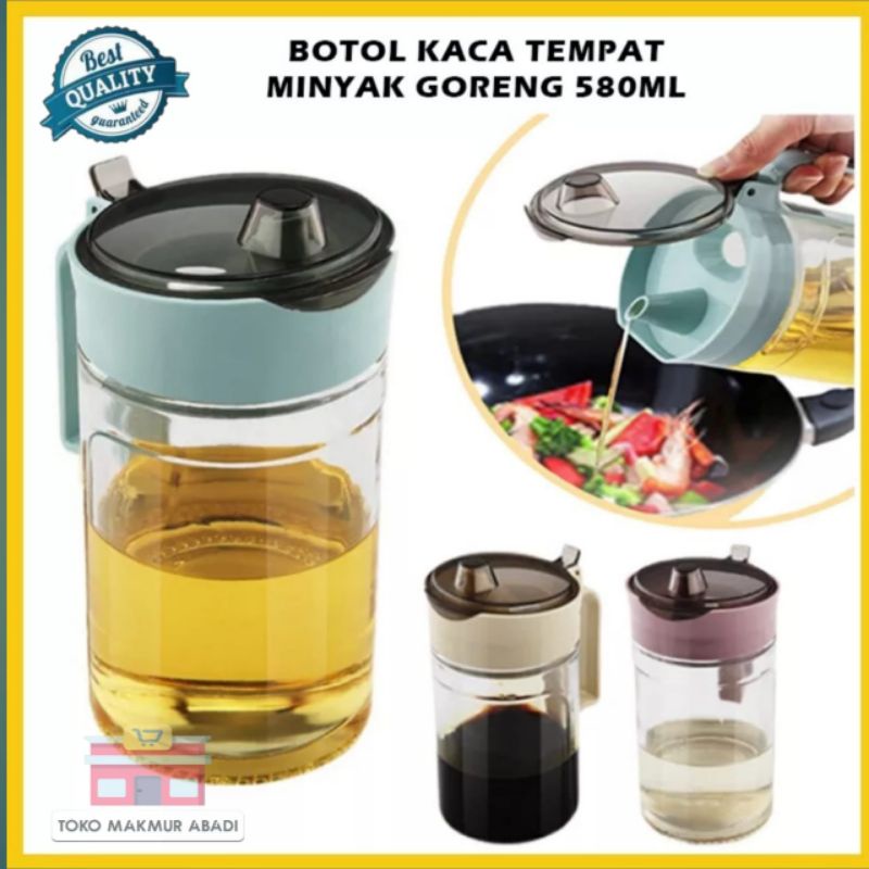 Botol Minyak 580 ml Kaca / Tempat Minyak 580 Anti Tumpah / Botol Kaca Serbaguna 580ml