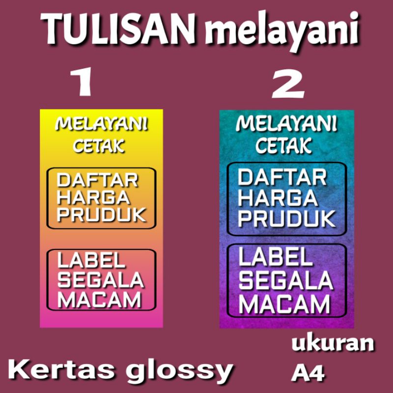 

TULISAN MELAYANI DAFTAR HARGA PRUDUK Y1