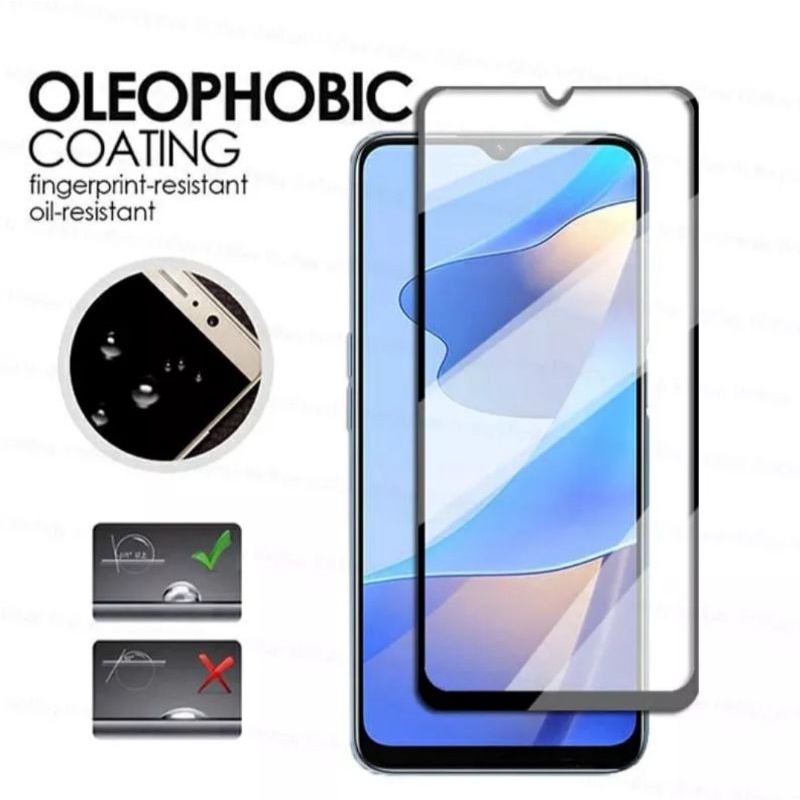 TEMPERED GLASS FULL COVER LIST HITAM OPPO A15 / A15S