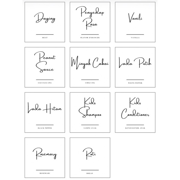

Part9 Sticker Waterproof Label Bumbu Dapur/Bahan Makanan
