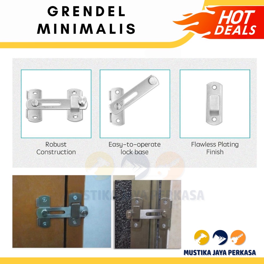 Grendel Slot Pintu Lemari Geser Sleeding Sliding Gembok Stainless