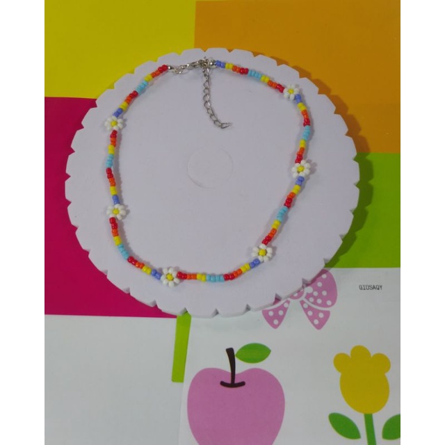 kalung choker manik bunga daisy