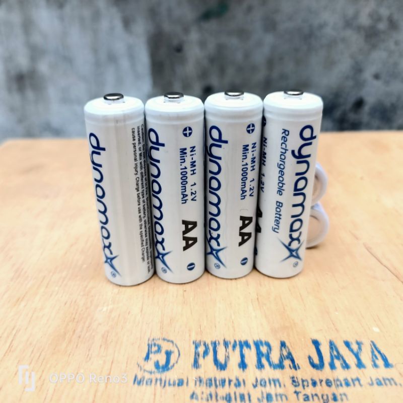 battery CAS DYNAMAX AA / A2 PUTIH batre isi ulang 1000mAh Ni-MH 1,2v batre cas