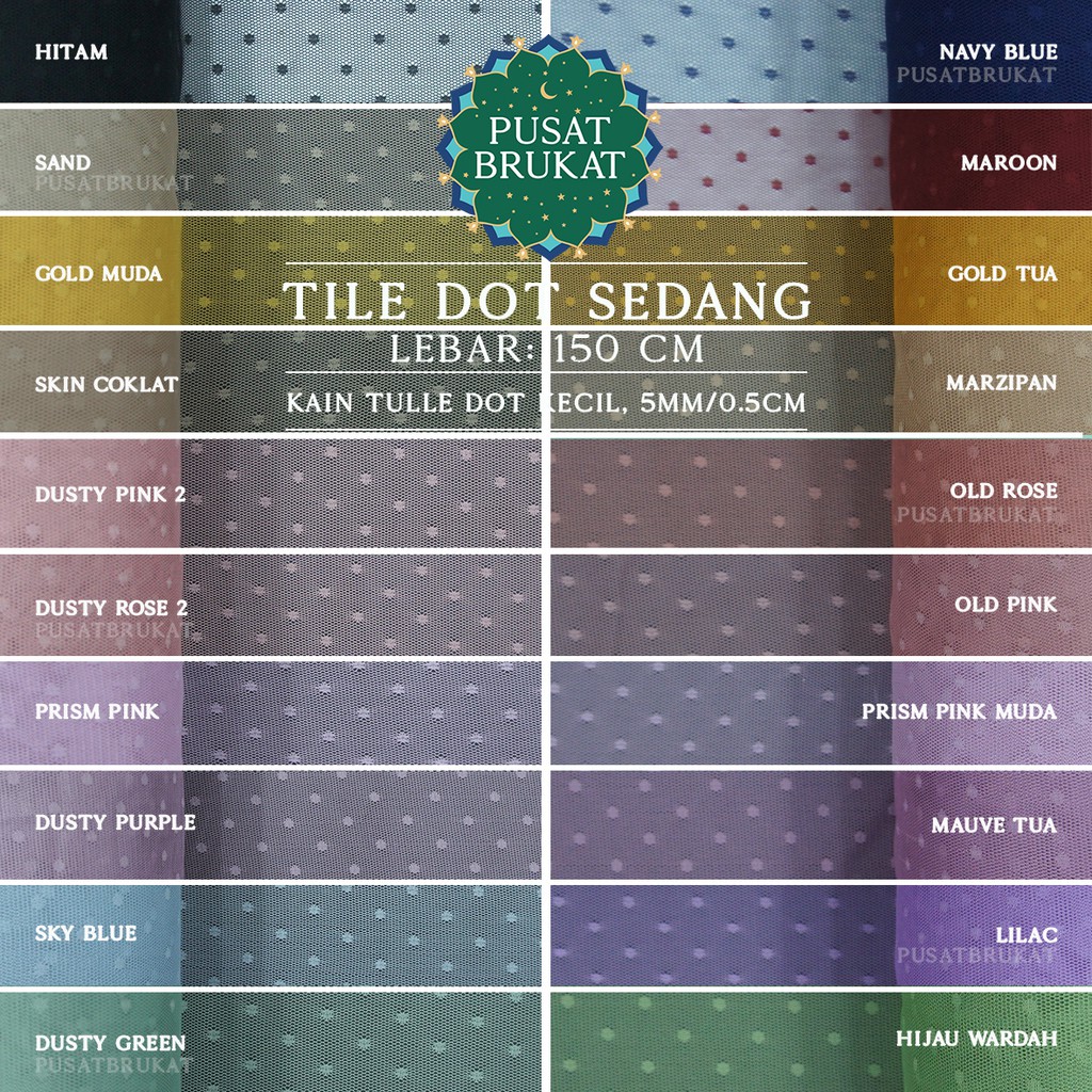 KAIN TILE DOT SEDANG 2 / DOTTY / SOFT TULLE POLKADOT #1, Ø 0.5CM / 5MM, Lebar: 150cm [harga per 0.5m