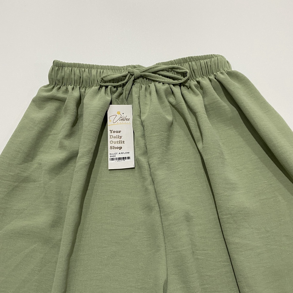 VIOLET HIGHWAIST LOOSE PANTS KULOT CRINCLE AIRFLOW-Sage