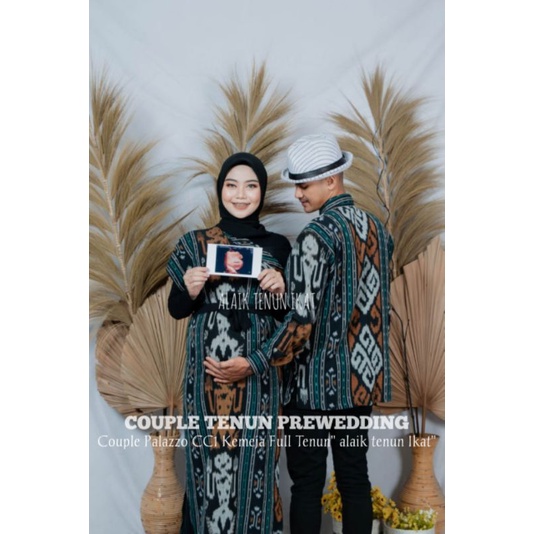 Baju Tenun Dress tenun Couple Prewedding Couple Kondangan Couple Palazzo CC1 Kemeja Full Tenun