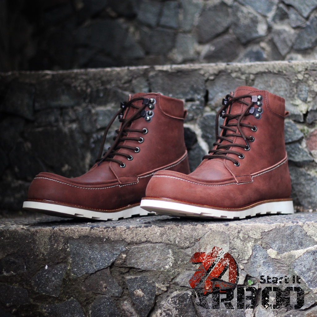 Sepatu safety kulit CRAZY HORSE Coklat Boots Terbaru