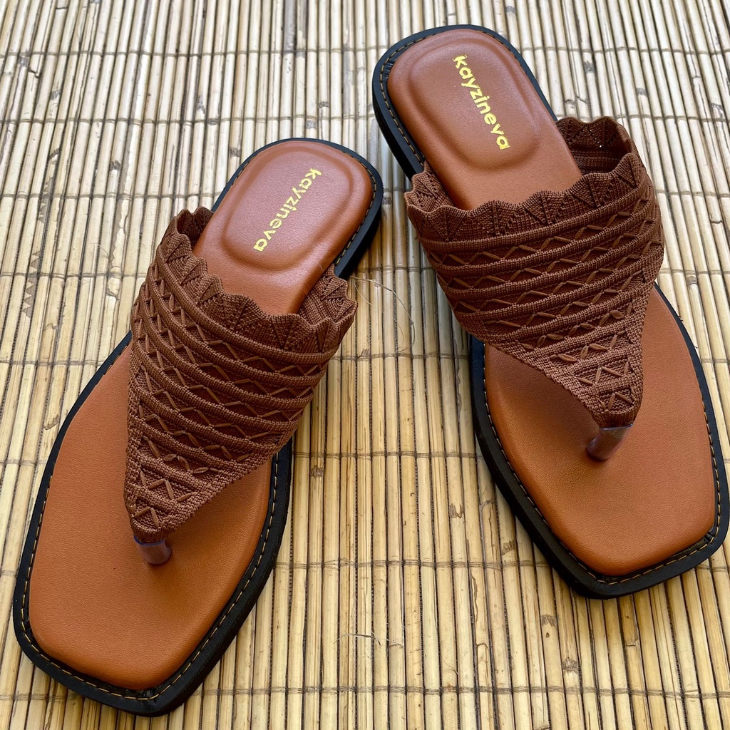 KAYZINEVA | SP03 Sandal Jepit Wanita Rajut Premium Ujung Kotak