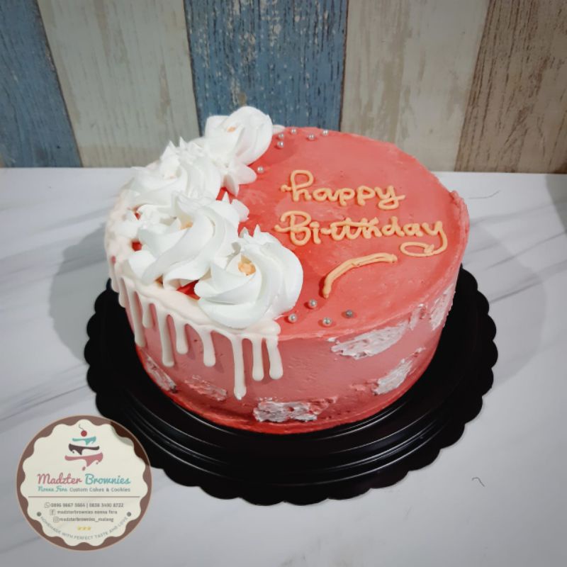 kue ulang tahun simple merah putih / kue ulang tahun kekinian / kue ulang tahun brownies