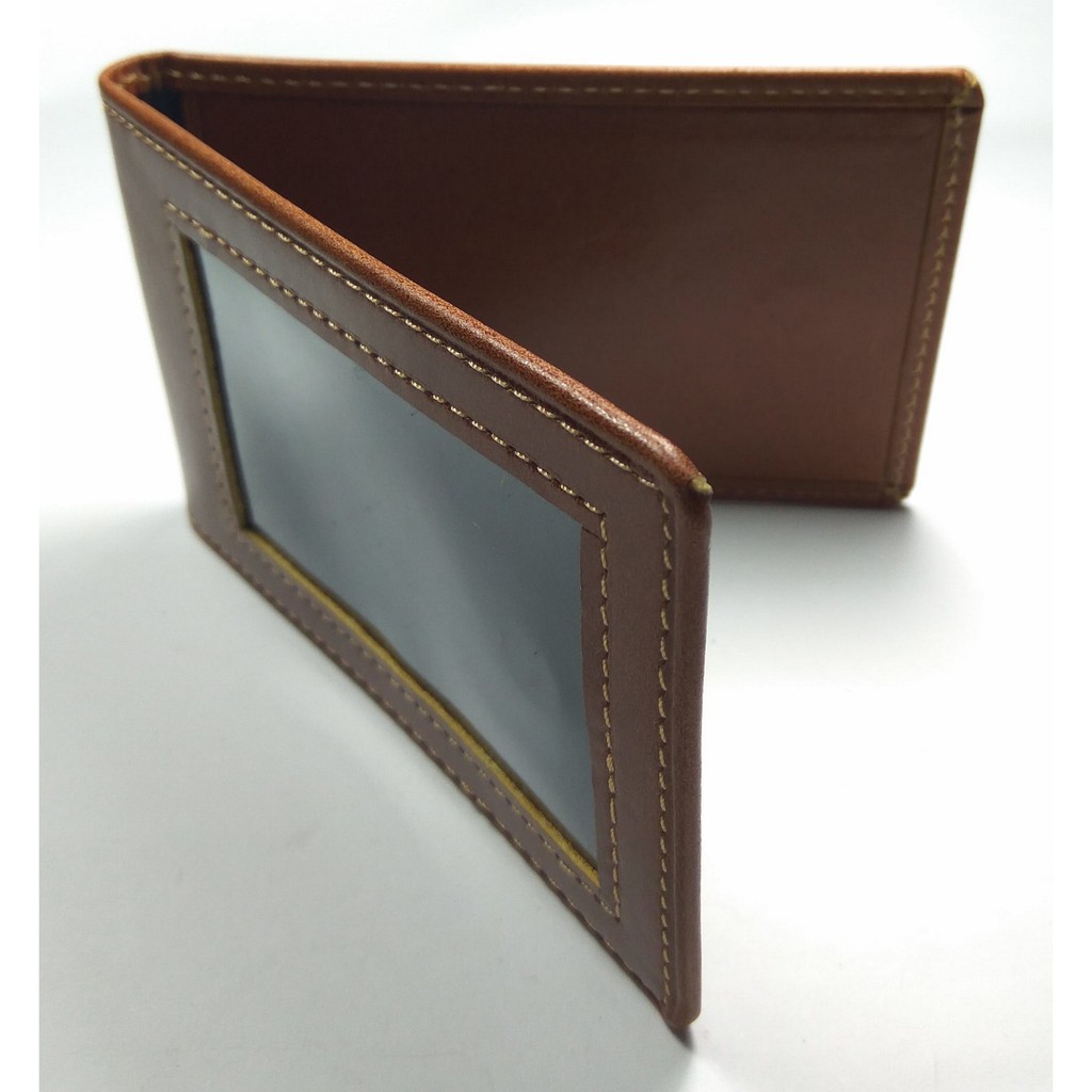 

ID card holder kulit asli model saku magnet-TAN