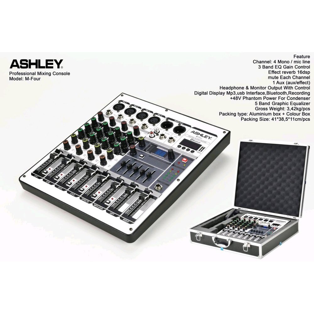 Mixer Ashley 4 Channel M-Four Baru plus harcase aluminium  Terlaris