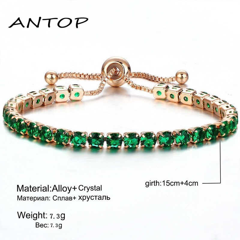 Fashion Serut Gelang Berlian Imitasi Lingkaran Wanita Tangan Rantai Gelang Aksesoris ANTOP