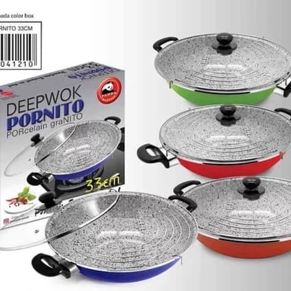 MASPION PORNITO 33 cm - Wajan Enamel Deep Wok 33 cm - Warna Random