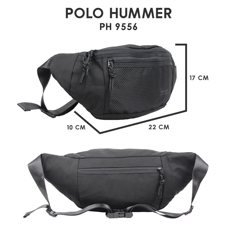 [KLIKTAS] Tas Pinggang Pria Besar Polo Hummer 9556 Waist Bag Laki Premium Tahan Air Import Terbaru