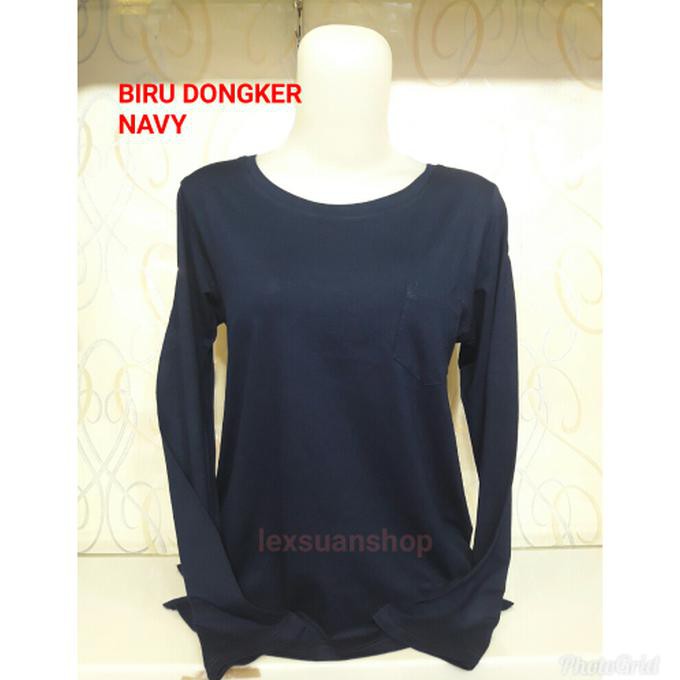 promo kaos cew/atasan cewek/kaos polos cewek lengan panjang / leher o terbaru