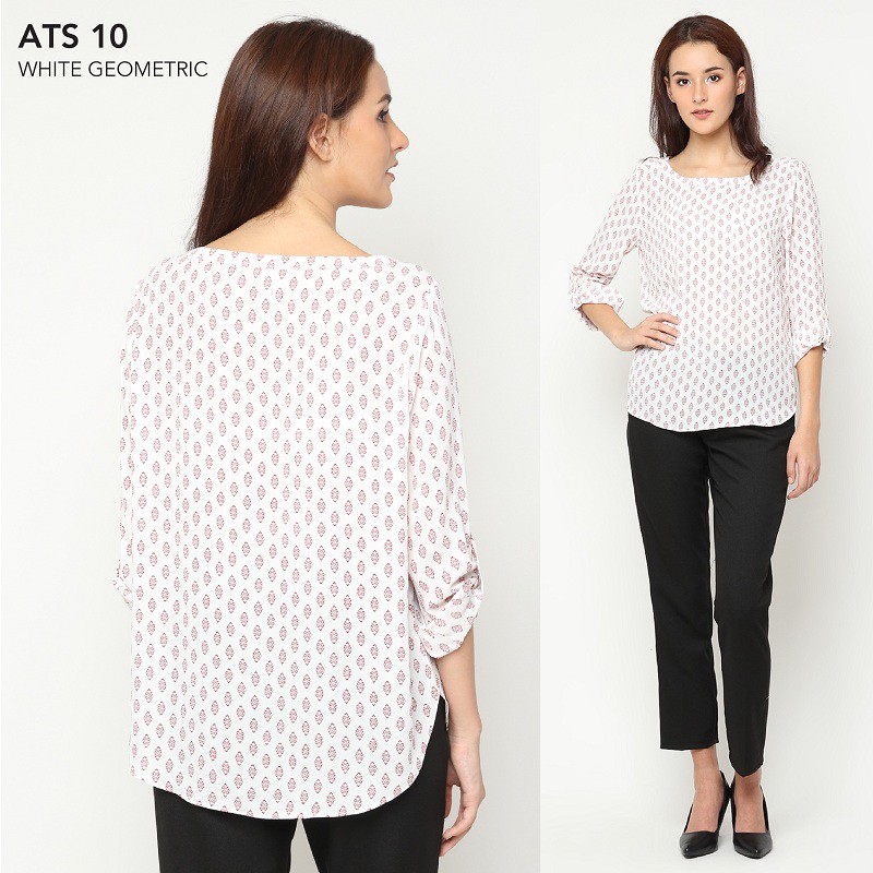 BRANDED WOMAN BLOUSE  LOFT MURAH  CUCIGUDANG MODERN PAKAIAN ATASAN WANITA PINK FLORAL WHITE