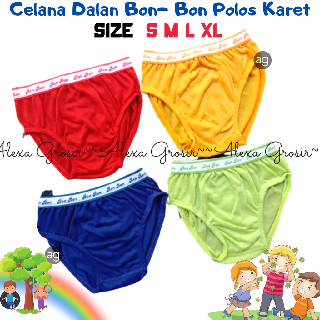 Celana Dalam Anak 3-4 Tahun Size L Bonbon KARET POLOS