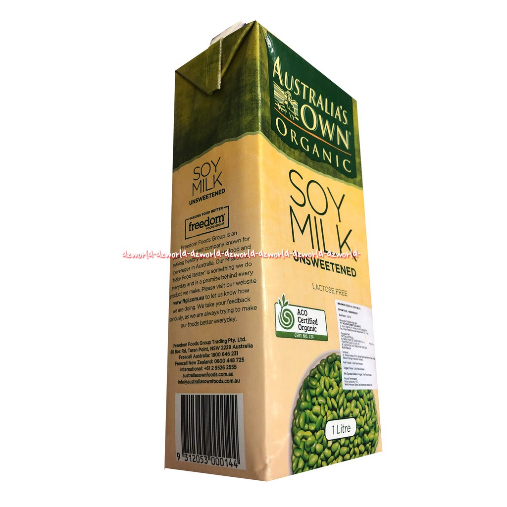 Australia's Own Organic Soy Milk 1L Unsweetened Lactose Free Susu Kedelai UHT