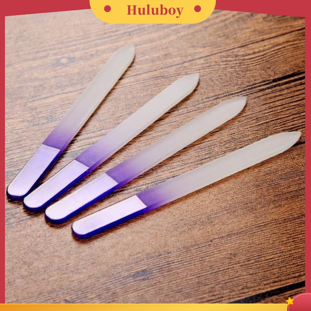 Huluboy Huluboy♡ 4pcs Kikir Kuku Bahan Kaca Akrilik Tahan Lama Untuk Manicure