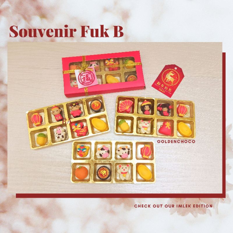 

souvenir cokelat coklat imlek fuk tipe b isi 8