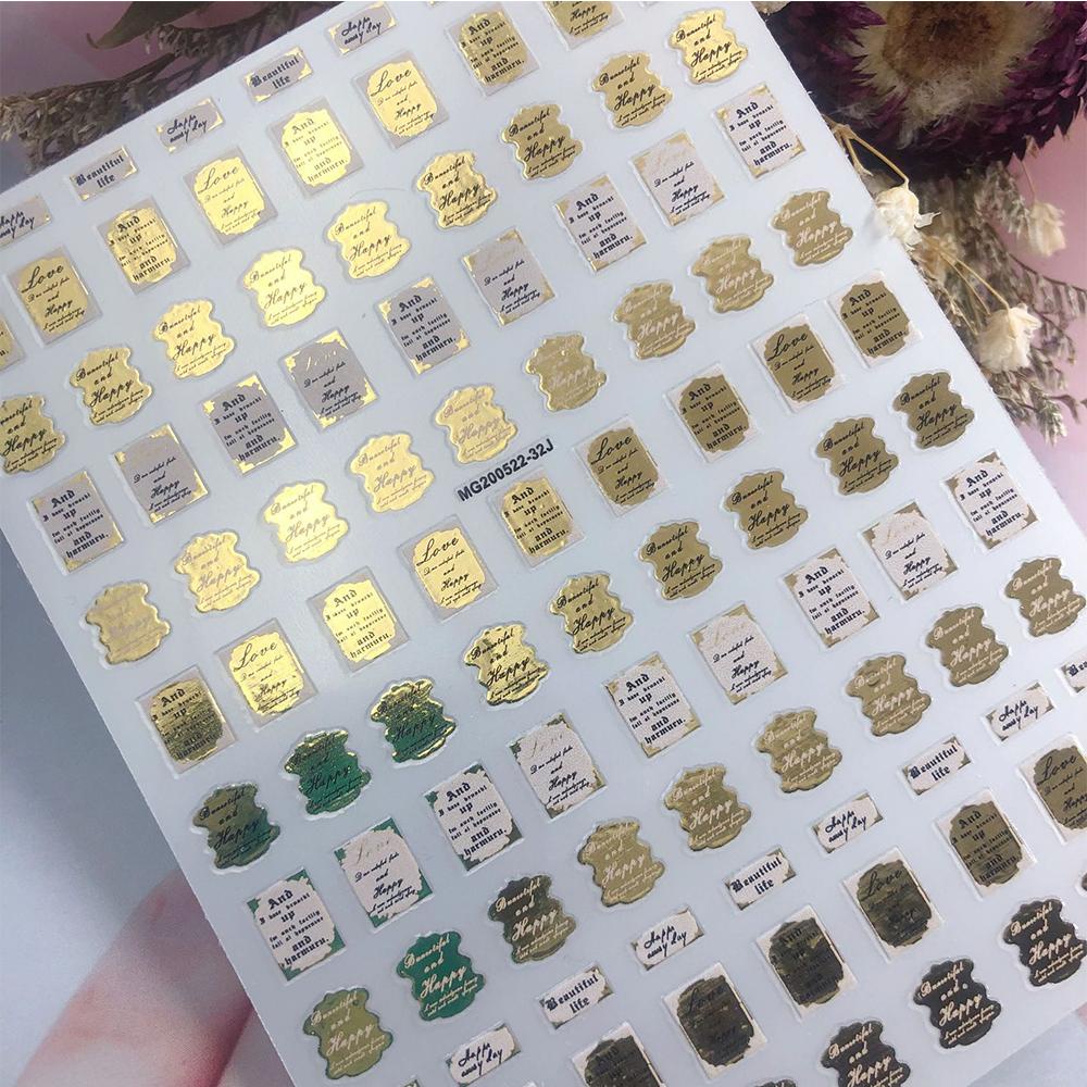 Mxbeauty Stiker Kuku Motif Tulisan Jepang Warna Emas Untuk Nail Art