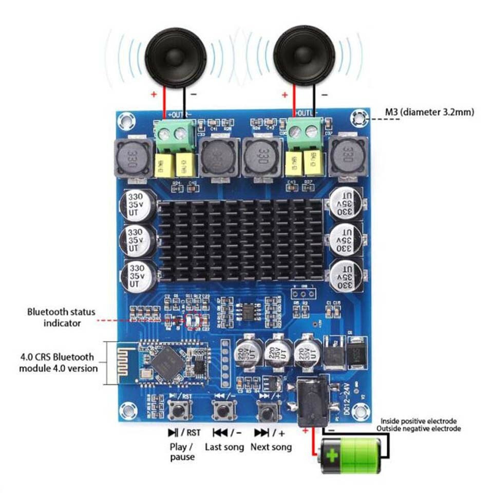 Power Amplifier Board TPA3116D2 XH-M548 Bluetooth